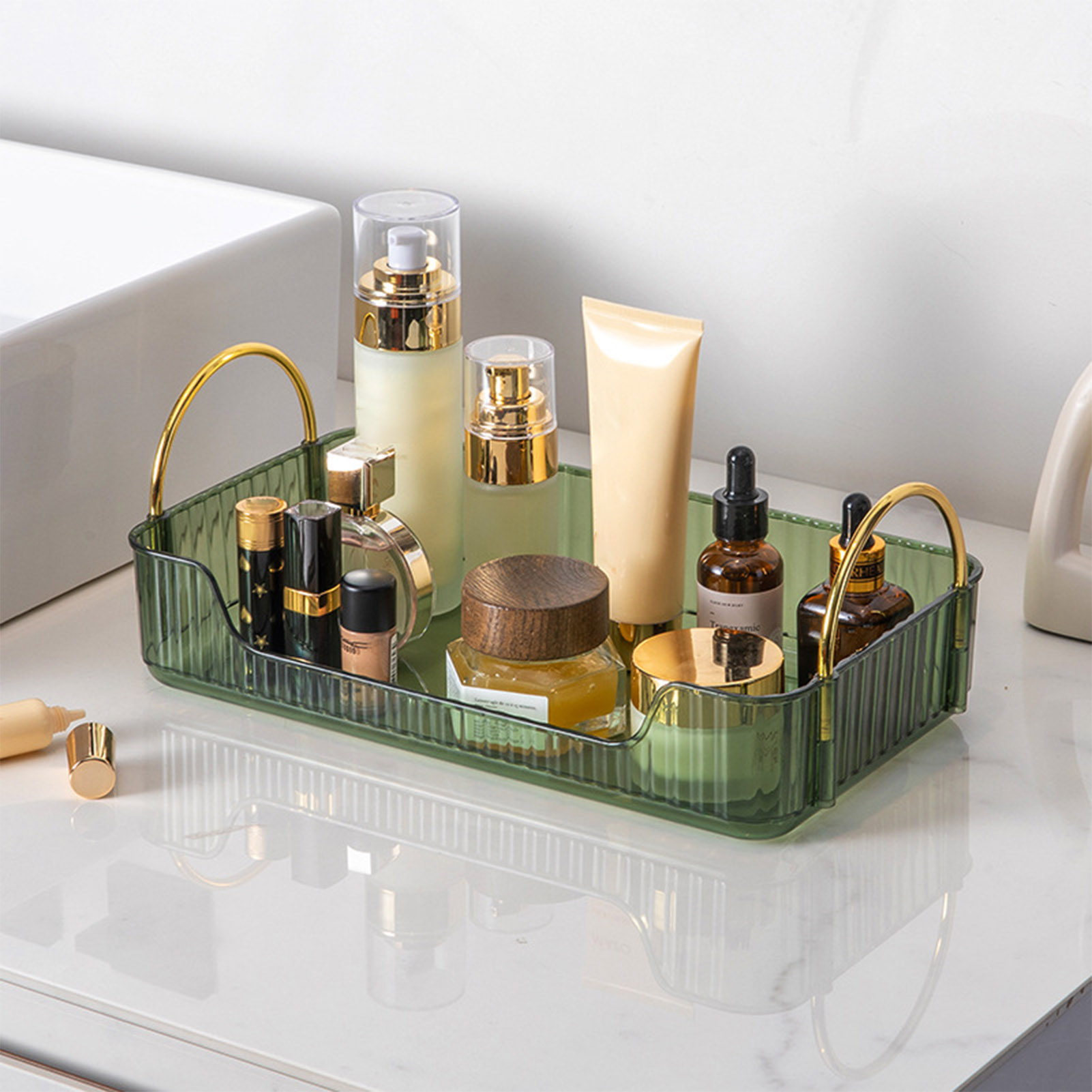 Luxury Skincare Box - ชั้นวางของในห้องน้ำ อะคริลิคหรูหรา สำหรับเก็บเครื่องประดับ เครื่องสำอาง ผลิตภัณฑ์ดูแลผิว อุปกรณ์จัดแต่งทรงผม