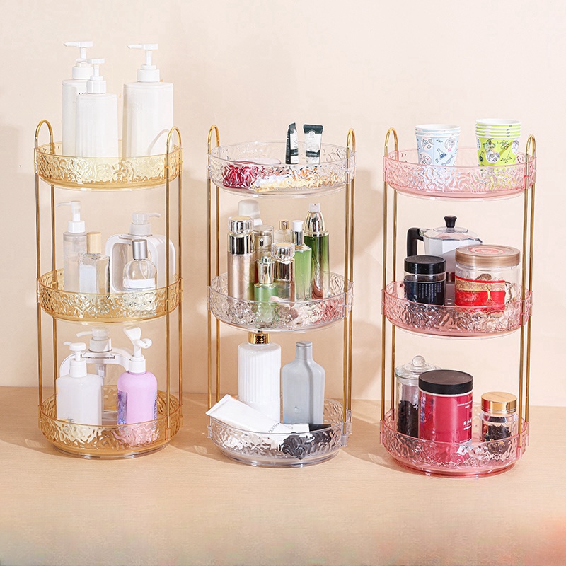 Luxury Skincare Box - 1ชิ้นกล่องเก็บของบนโต๊ะใส่เครื่องสำอางแบบหมุนได้หรูหราหรูหราเก็บ kuas Rias ได้ระดับไฮเอนด์ลิปสติกน้ำสลัดเครื่องสำอาง